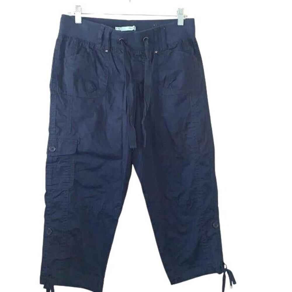 Maurices Womens Navy Blue Cargo Capris Pants S Cotton/Spandex Blend